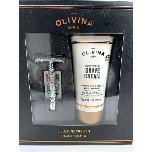 Olivina Men Deluxe Shaving Kit Classic Essential Boxed Set Shave Cream & Razor - Picture 5 of 6